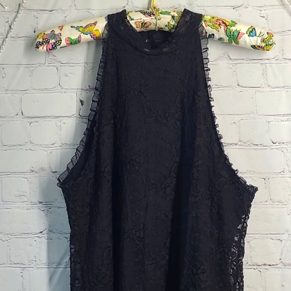 White Birch Goth Black Floral Lace Lined Tank Top Made in USA Womens Size Medium - Picture 6 of 16